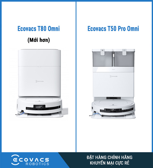 So Sánh Robot Ecovacs T80 Omni Và T50 Pro Omni