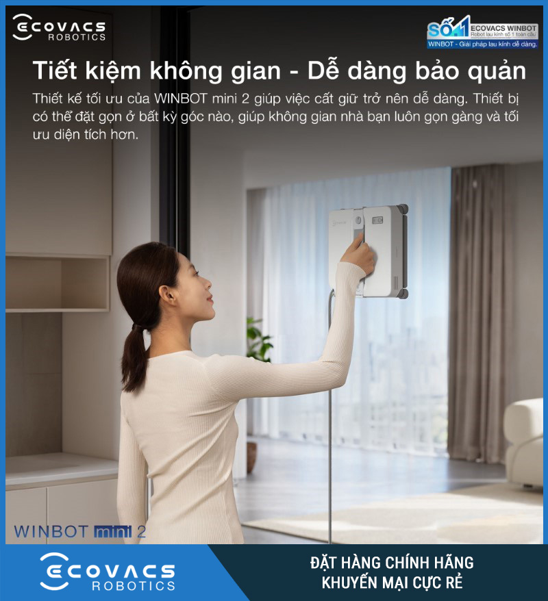 Ecovacs Winbot Mini 2 - Robot Lau Kính Thông Minh