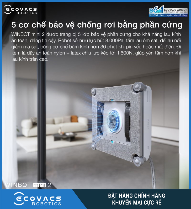 Ecovacs Winbot Mini 2 - Robot Lau Kính Thông Minh