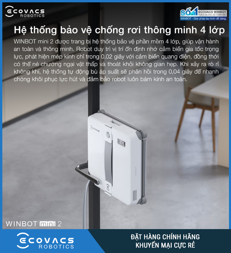 Ecovacs Winbot Mini 2 - Robot Lau Kính Thông Minh