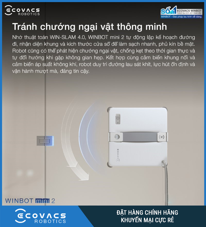 Ecovacs Winbot Mini 2 - Robot Lau Kính Thông Minh