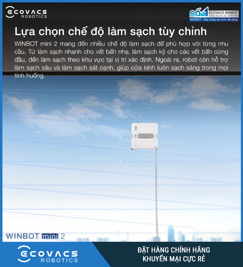 Ecovacs Winbot Mini 2 - Robot Lau Kính Thông Minh