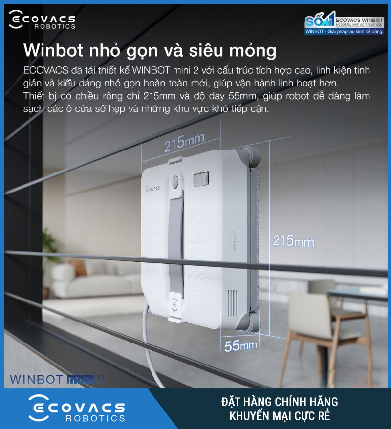 Ecovacs Winbot Mini 2 - Robot Lau Kính Thông Minh