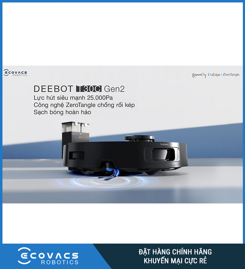 Ecovacs Deebot T30C Gen2 Trắng/Đen - Robot hút bụi lau nhà