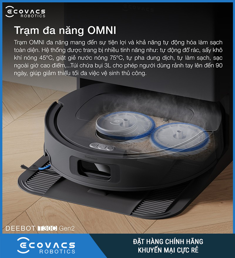Ecovacs Deebot T30C Gen2 Trắng/Đen - Robot hút bụi lau nhà