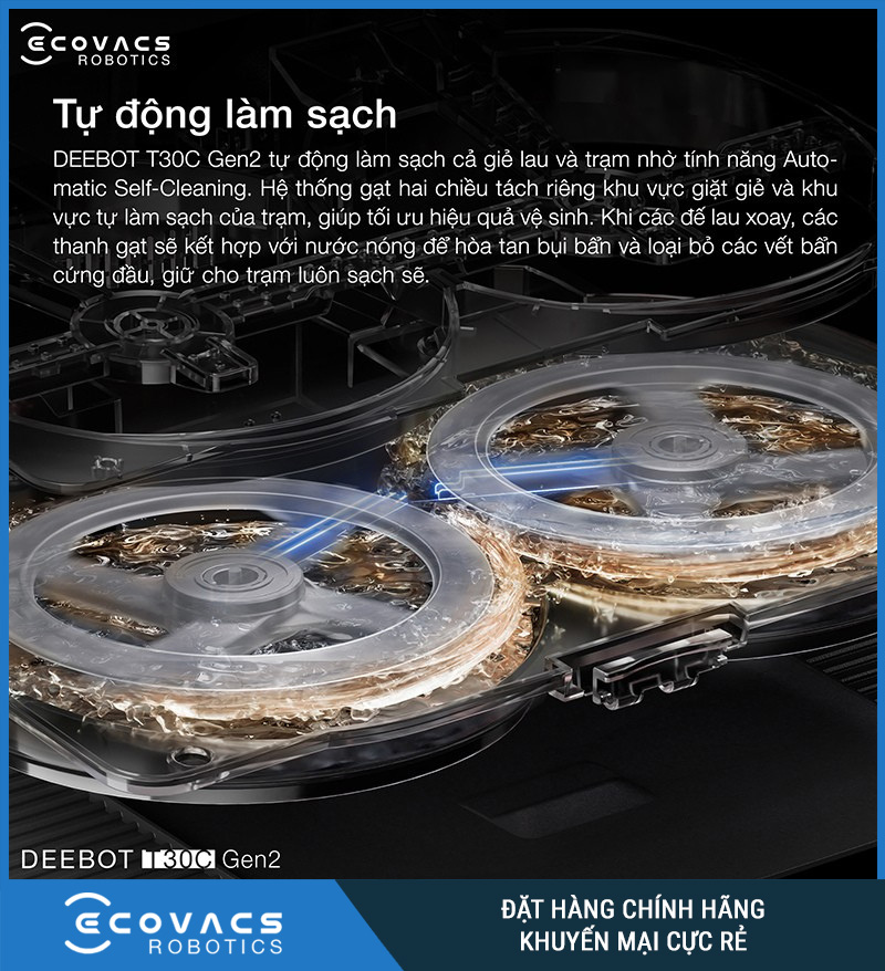 Ecovacs Deebot T30C Gen2 Trắng/Đen - Robot hút bụi lau nhà