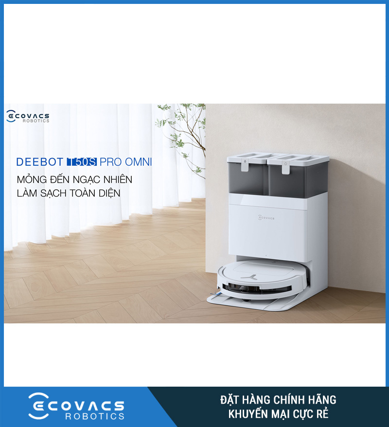 Ecovacs T50S Pro Omni Trắng/Đen - Robot hút bụi lau nhà