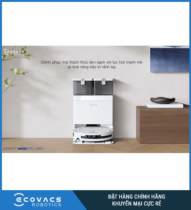 Ecovacs T50S Pro Omni Trắng/Đen - Robot hút bụi lau nhà