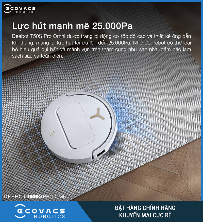 Ecovacs T50S Pro Omni Trắng/Đen - Robot hút bụi lau nhà