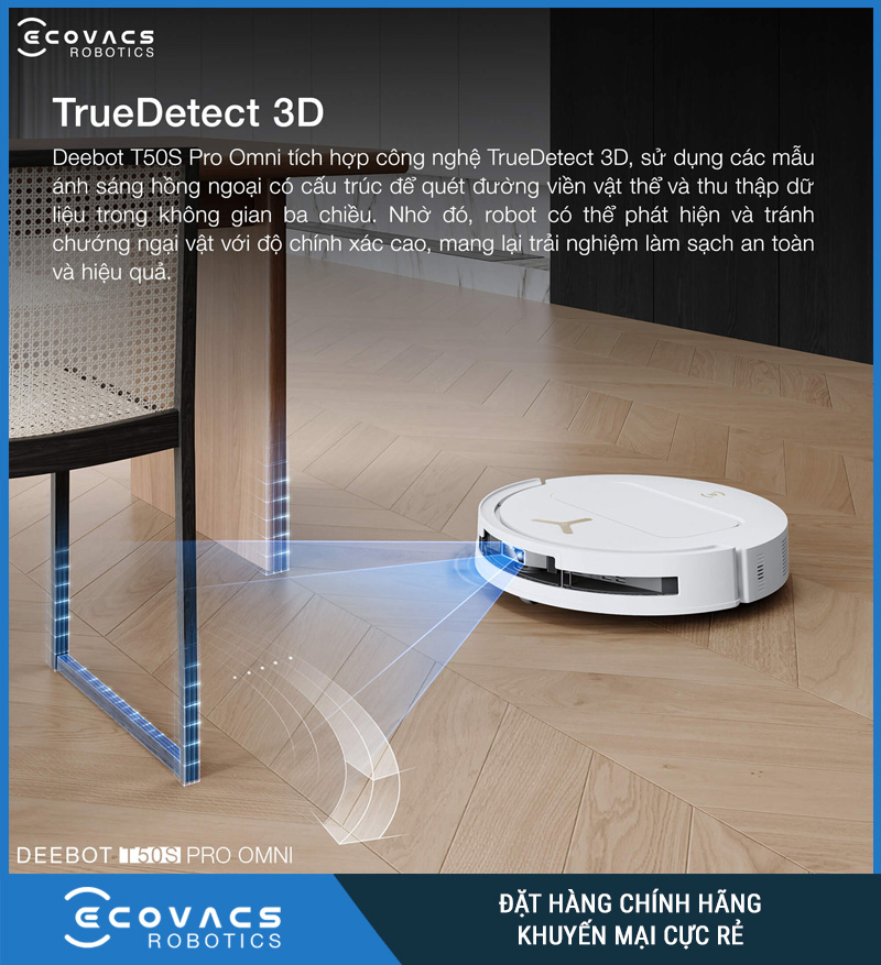 Ecovacs T50S Pro Omni Trắng/Đen - Robot hút bụi lau nhà