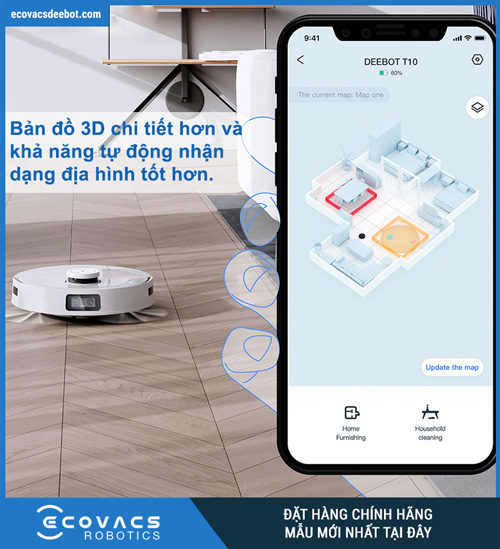 Robot hút bụi Ecovacs Deebot T10