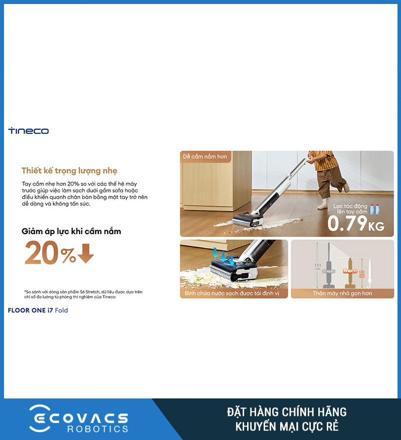 Tineco Floor One i7 Fold - Máy hút bụi lau sàn khô ướt