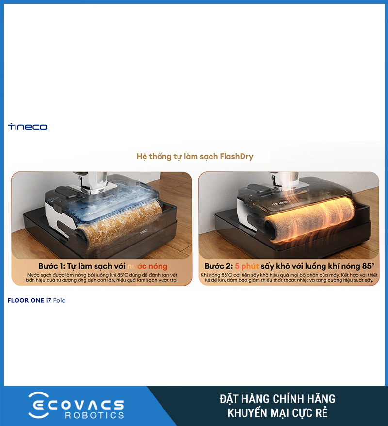 Tineco Floor One i7 Fold - Máy hút bụi lau sàn khô ướt
