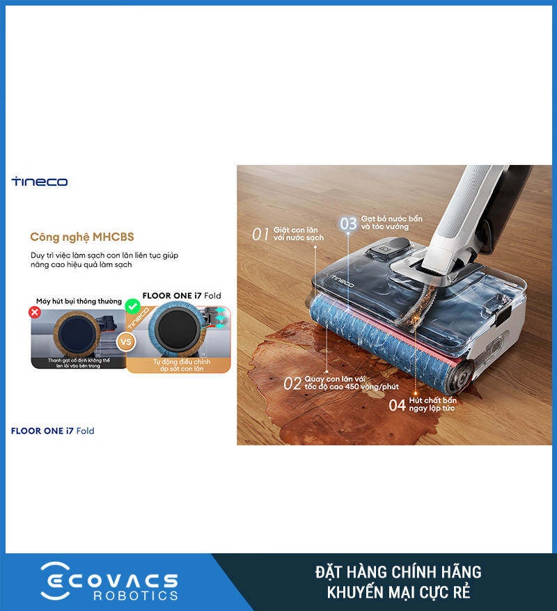 Tineco Floor One i7 Fold - Máy hút bụi lau sàn khô ướt